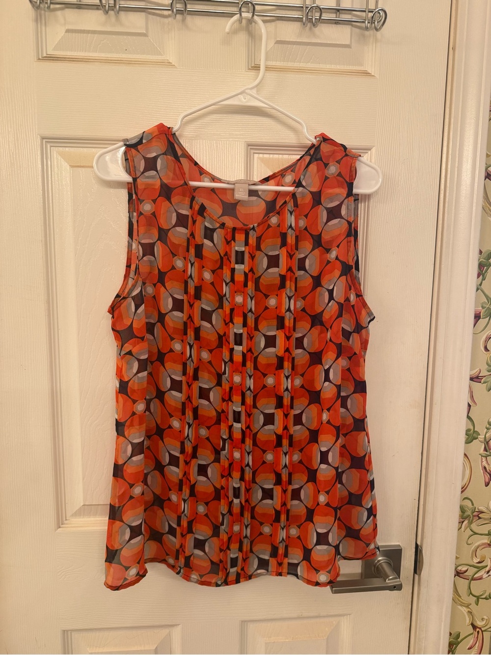 Banana Republic Orange & Black Geometric Sleeveless Camisole